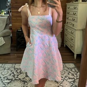 Pink and White Sleeveless Dress